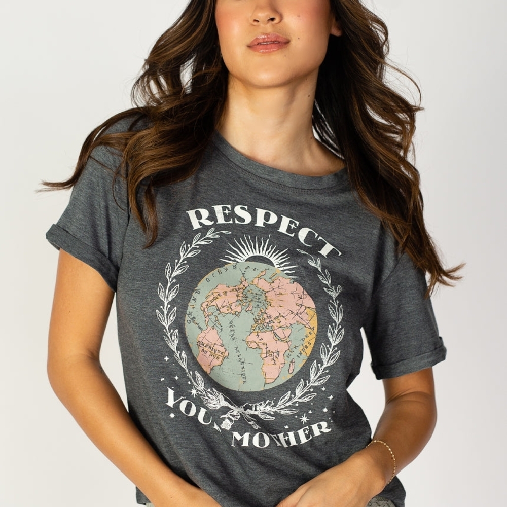 Gray 'Respect Your Mother' Graphic T-Shirt